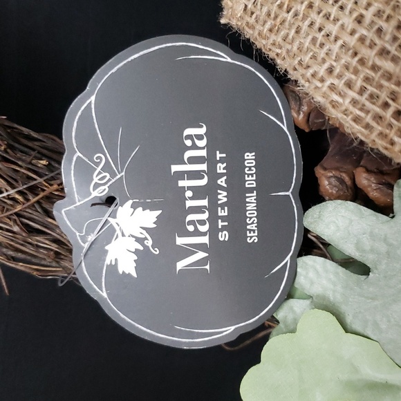 Martha Stewart Pumpkins and Greenery with Burlap Ribbon Flat-Back Basket - Picture 3 of 7